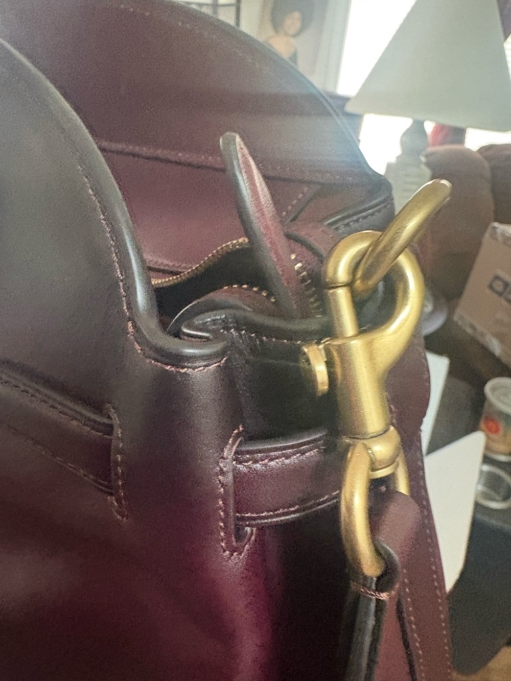 Coach Burgundy Leather Satchel with Gold Logo - Picture 9 of 16